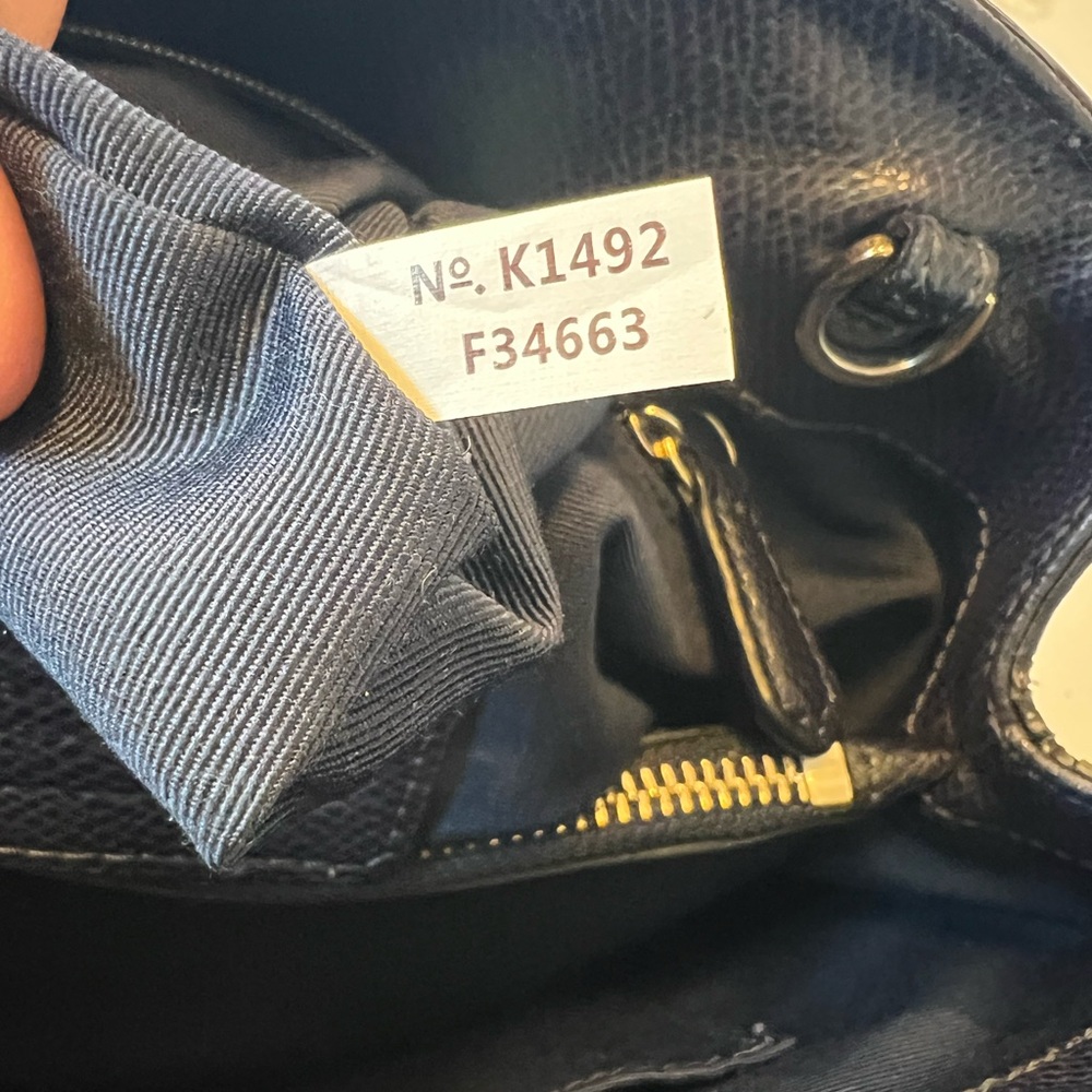 Coach Blue and Gold Leather Satchel Crossbody, with Structured Design EUC - Picture 13 of 14